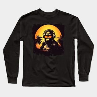 Cool summer monkey ape dj design Long Sleeve T-Shirt